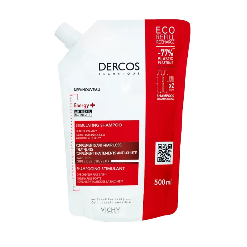 Șampon EcoPack împotriva căderii părului cu Aminexil Dercos Energy+, 500 ml, Vichy — preț și oferte