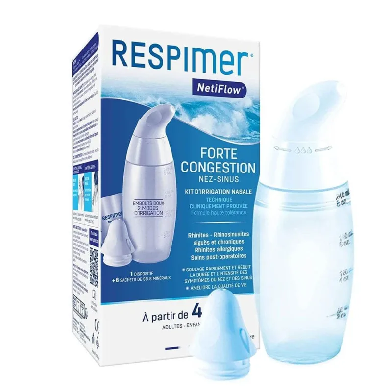 Kit de irigare nazală Respimer Netiflow + 6 pliculețe Labor de la Mer — preț și oferte