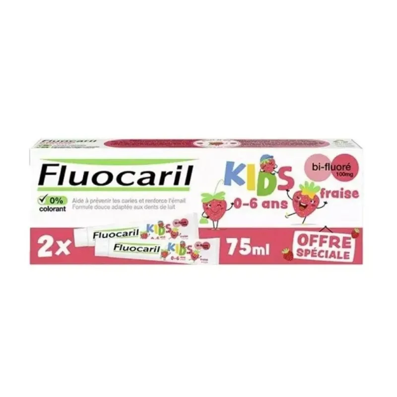 Fluocaril Pastă de dinți pentru copii Bi-Fluoré Fraise 0 - 6 ani 2x75ml — preț și oferte