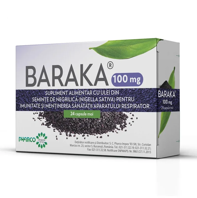 Baraka 100 mg, 24 capsule moi, Pharco PHARCO IMPEX 93 — preț și oferte