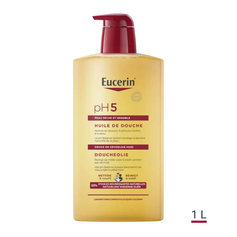 Ulei de duș pH5 pentru piele uscată, 1 litru, Eucerin — preț și oferte