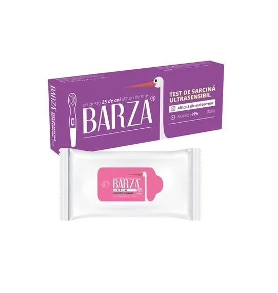 Pachet Test de Sarcina Ultrasensibil Stilou + Servetele Umede, 20 Bucati, Barza — preț și oferte