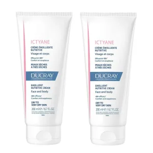 Ducray Ictyane Cremă hrănitoare emolientă pentru față și corp Piele uscată până la foarte uscată 2x200ml