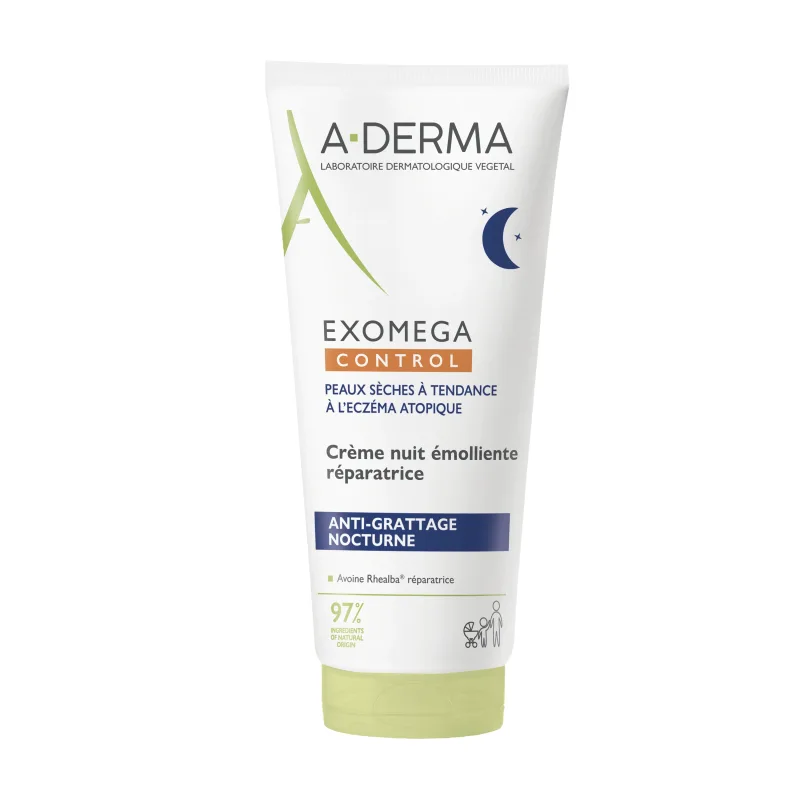Crema de noapte emolienta pentru piele uscata, atopica Exomega Contro, 200 ml, ADerma — preț și oferte