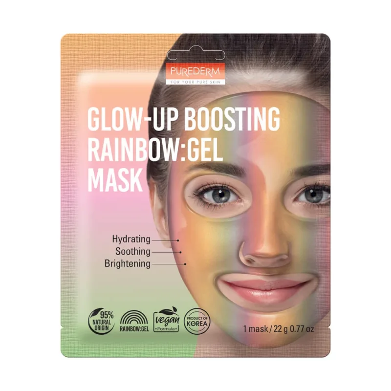 Masca gel pentru fata, Glow-Up Boosting Rainbow, 1 bucata, Purederm — preț și oferte