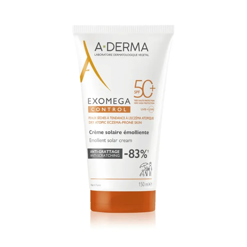 Crema cu protectie solara SPF50+ pentru ten uscat-sensibil Exomega Control, 150 ml, A-derma — preț și oferte