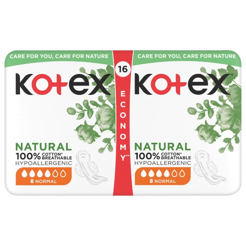 Absorbante hipoalergenice Natural, Normal, 16 bucati, Kotex — preț și oferte
