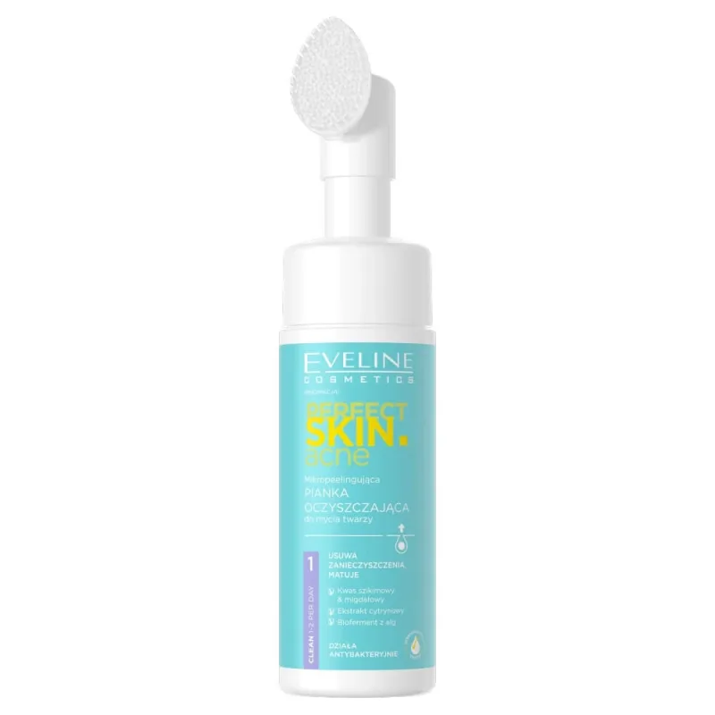 Eveline Cosmetics Perfect Skin.acne Spumă de curățare cu perie pentru curățarea porilor, 150 ml — preț și oferte