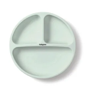 Farfurie din silicon cu ventuza, Menta, Babyono
