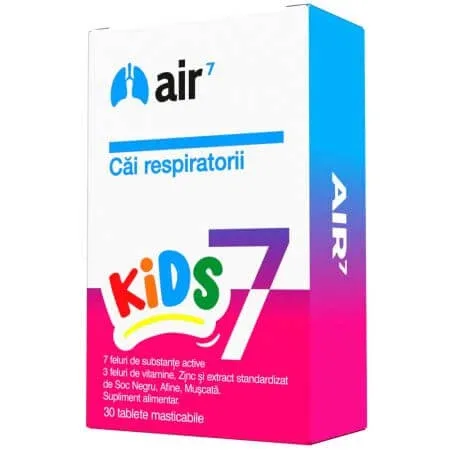 Air7 Kids cai respiratorii, 30 tablete masticabile, Green Splid — preț și oferte
