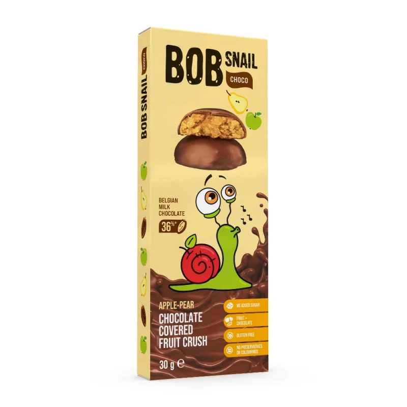 Snack fructat cu ciocolata belgiana, Mar si Para, 30 g, Bob Snail — preț și oferte