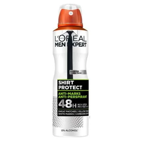 Spray antiperspirant pentru barbati Shirt Protect Men Expert, 150 ml, LOreal L'Oréal Paris — preț și oferte