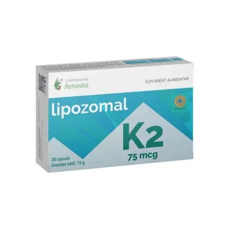 Lipozomal K2 75 mcg, 30 capsule, Laboratoarele Remedia — preț și oferte