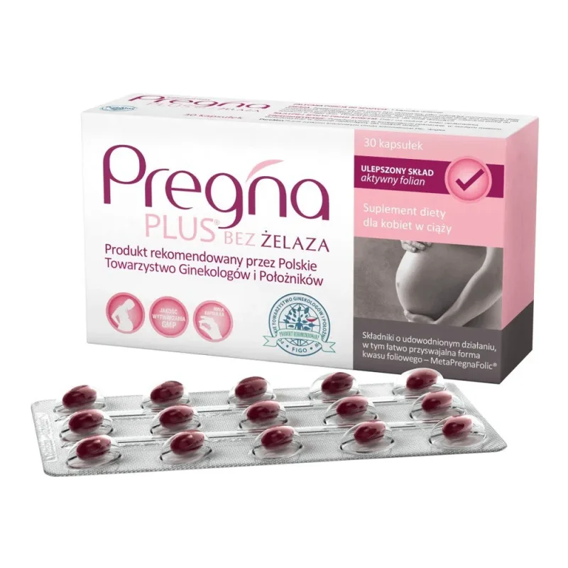Pregna Plus fără fier, pentru femei însărcinate, 30 capsule AMBALAJ DISTRUS — preț și oferte