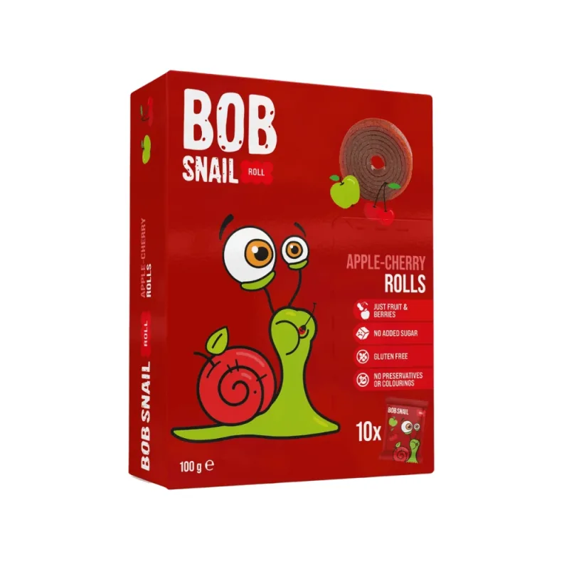 Rulouri din fructe, Mere si Cirese, 100 g, Bob Snail — preț și oferte