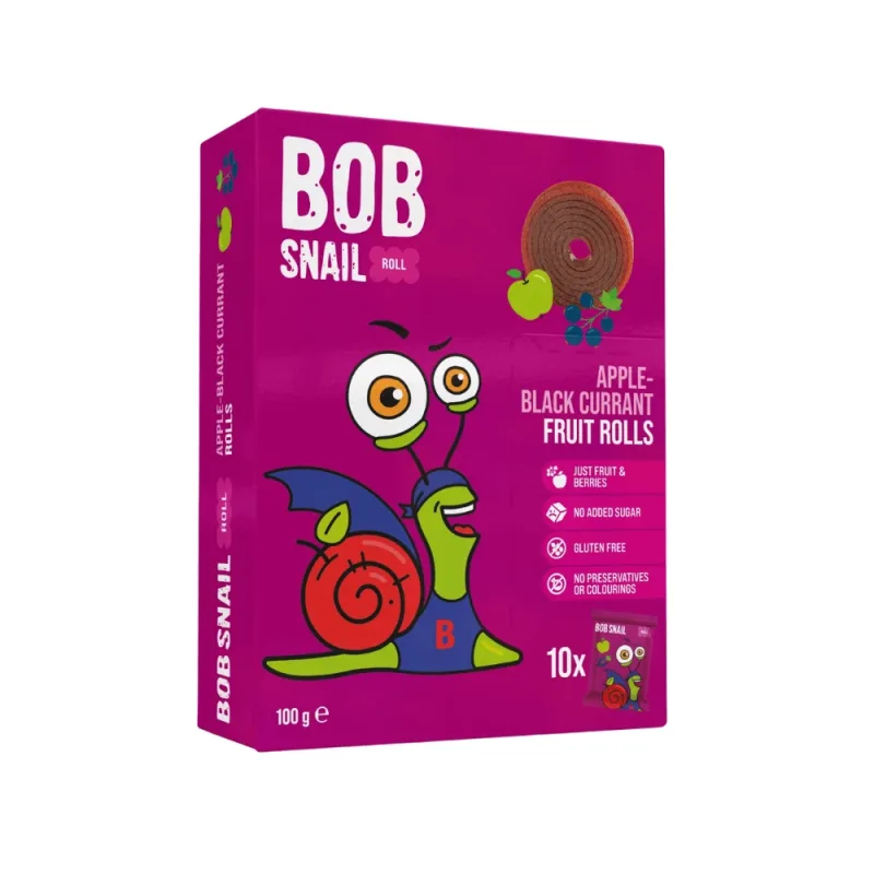 Rulouri din fructe, Mere si Coacaze Negre, 100 g, Bob Snail — preț și oferte
