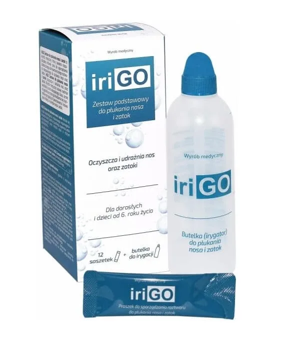 Set de clătire nazală și sinusală Irigo Basic, 1 flacon + 12 pliculețe — preț și oferte
