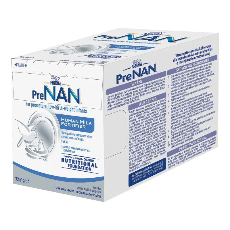 Nestle PreNAN, întăritor de lapte matern pentru sugari prematuri și cu greutate mică la naștere, 1 g x 72 pliculețe — preț și oferte