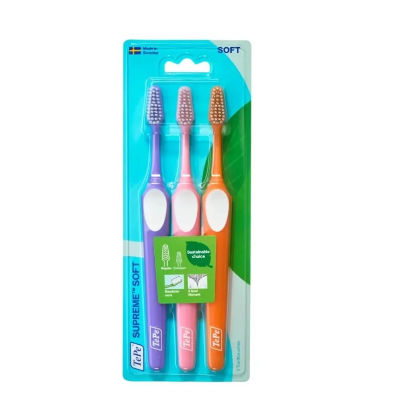 Periuță de dinți TePe Supreme Soft, 3 bucăți — preț și oferte