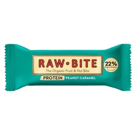 Baton proteic bio Peanut Caramel, 45 g, Raw Bite — preț și oferte