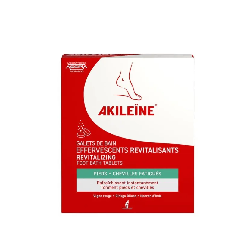 Asepta Akileine Pietricele de baie efervescente revitalizante pentru picioare și glezne obosite x6 de 20g — preț și oferte