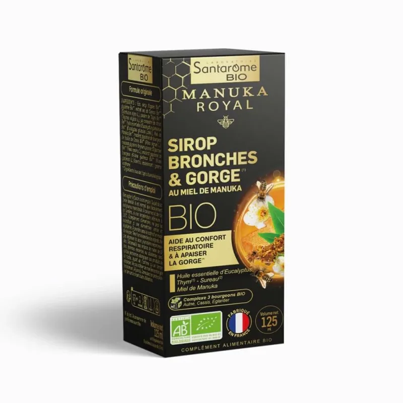 Santarome Sirop pentru bronhii și gât Miere organică de Manuka 125 ml — preț și oferte