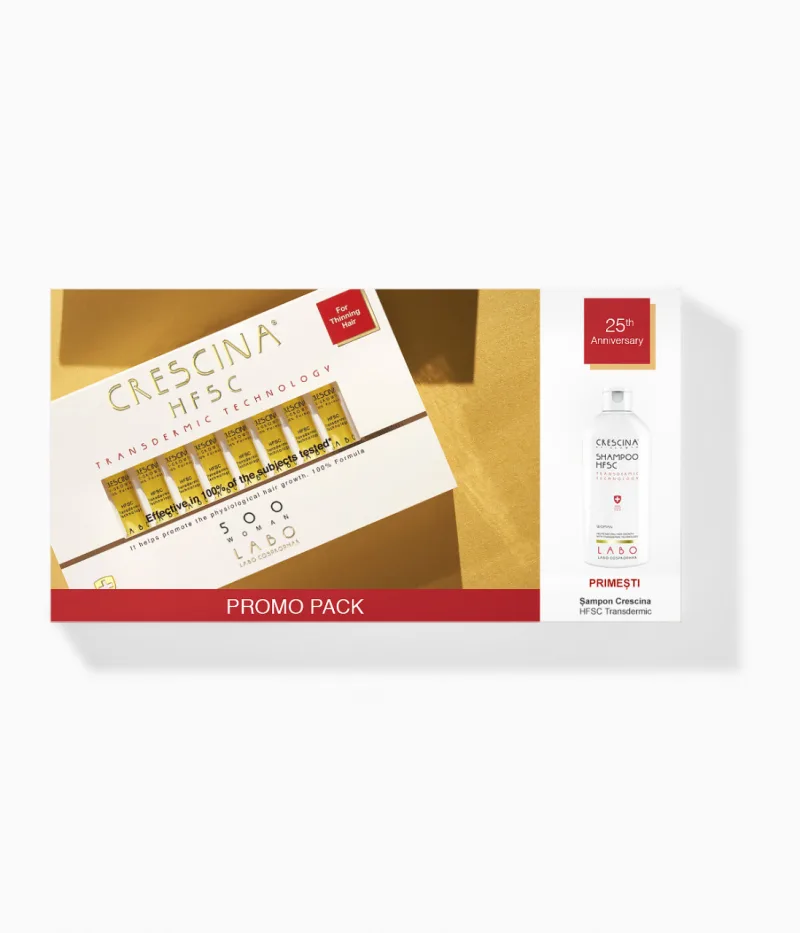 Labo CRESCINA Pachet Transdermic 500 WOMAN,20 fiole +Sampon 200ml Labo Cosprophar Suisse — preț și oferte