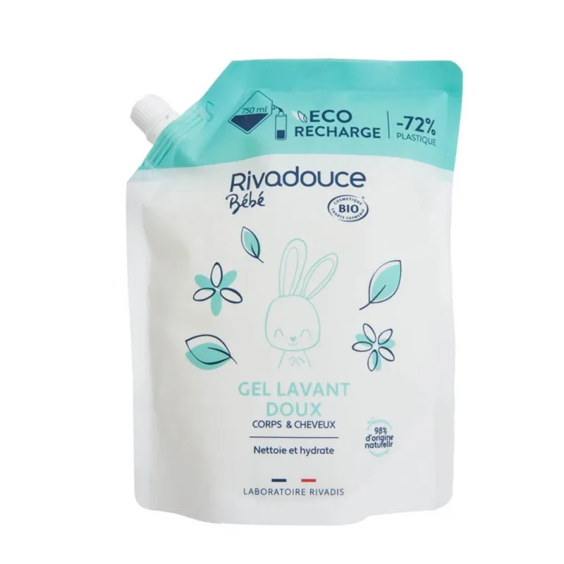 Rivadouce Bebè Refill Gentle Bio Gel de curățare pentru corp și păr 750ml — preț și oferte