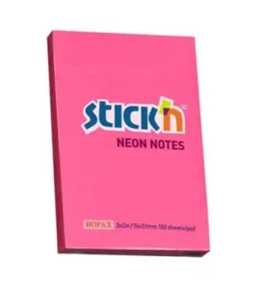 Stickn, Bloc de notițe autoadezive, 100 coli roz închis neon