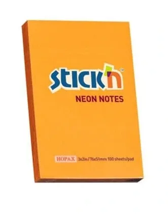 Stickn, Bloc de notițe adezive, 100 coli portocaliu neon Hurtel — preț și oferte