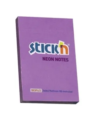Stickn, Bloc de notițe adezive, 100 coli mov neon