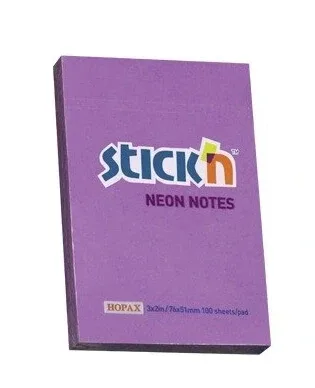 Stickn, Bloc de notițe adezive, 100 coli mov neon Hurtel — preț și oferte