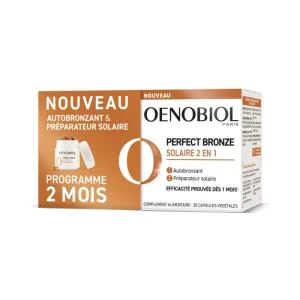 Autobronzant și protecție solară Oenobiol Perfect Bronze I Solaire 2 în 1, 60 capsule, Cooper