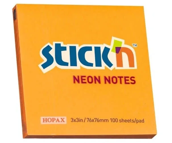 Bilete adezive neon portocaliu 76x76mm — preț și oferte