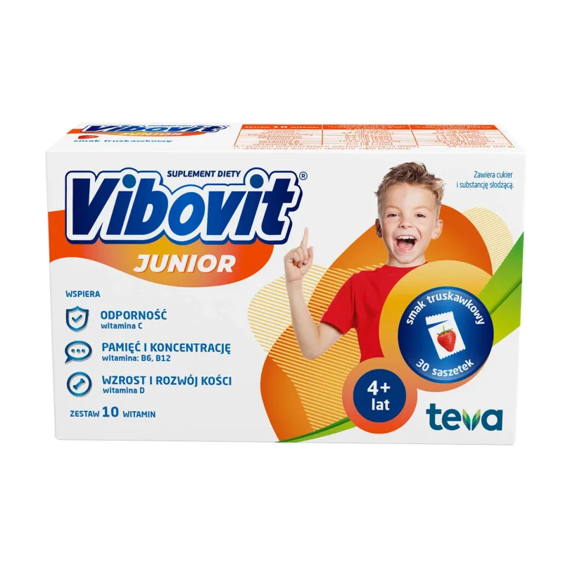 Vibovit Junior, 4-12 ani, aromă de căpșuni, 30 pliculețe — preț și oferte