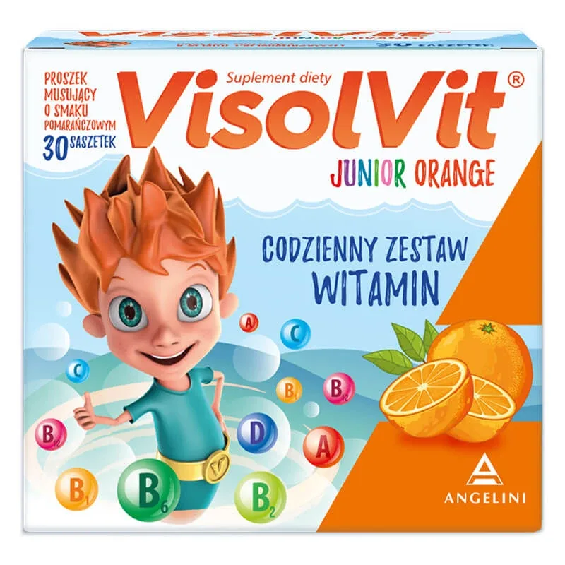 VisolVit Junior Orange, pulbere efervescentă, aromă de portocale, 30 pliculețe — preț și oferte