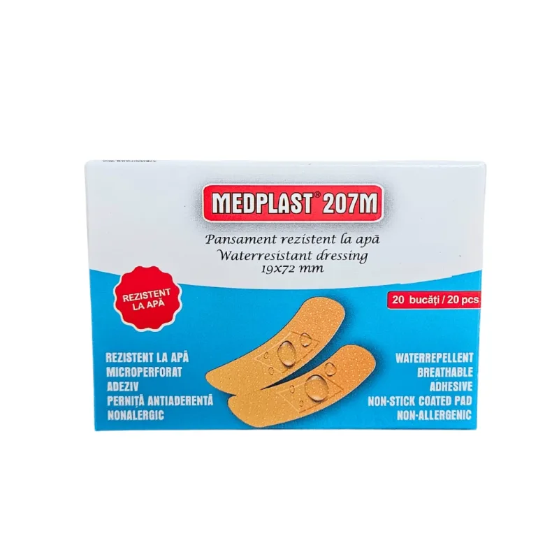Pansament rezistent la apa Mediplast 207 M, 1.9 cm x 7.2 cm, 20 bucati, Mebra — preț și oferte