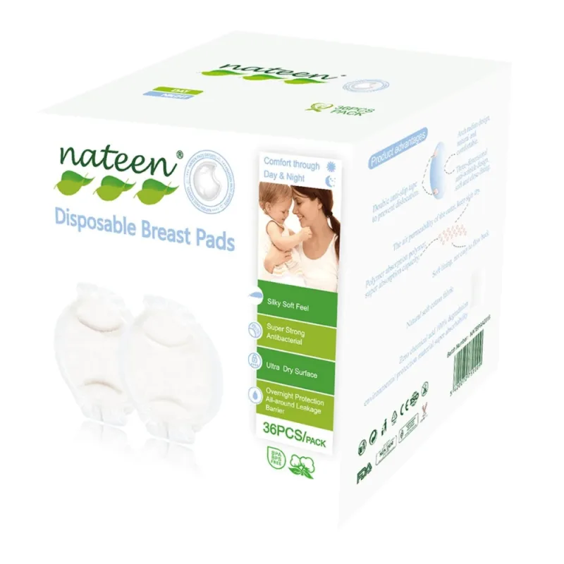 Tampoane antibacteriene pentru san din bumbac organic, 36 bucati, Nateen — preț și oferte