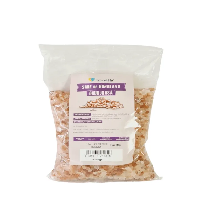 Sare roz de Himalaya grunjoasa iodata, 500 g, Nature4Life — preț și oferte