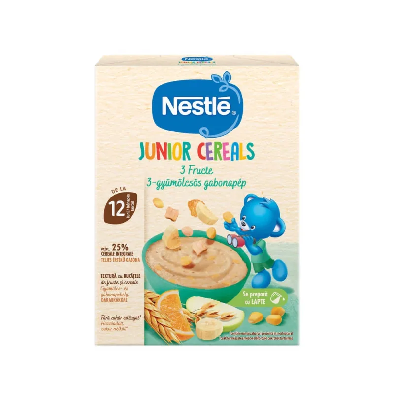 Cereale cu 3 fructe Junior, 200 g, Nestle — preț și oferte