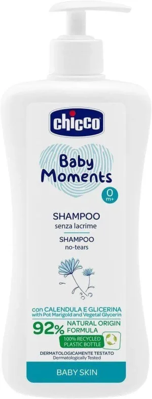 Șampon de păr Chicco cu dozator Baby Moments 92% ingrediente naturale 500 ml