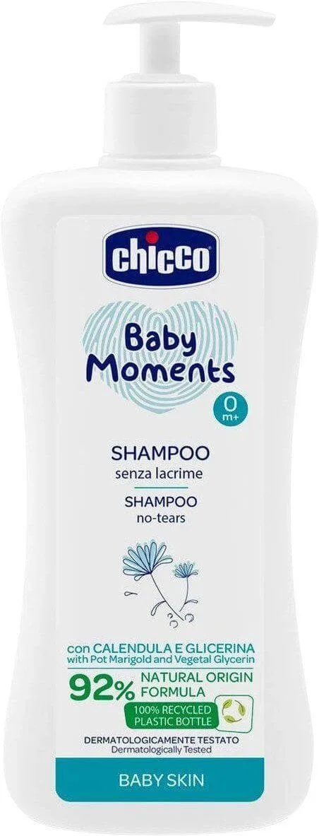 Șampon de păr Chicco cu dozator Baby Moments 92% ingrediente naturale 500 ml — preț și oferte