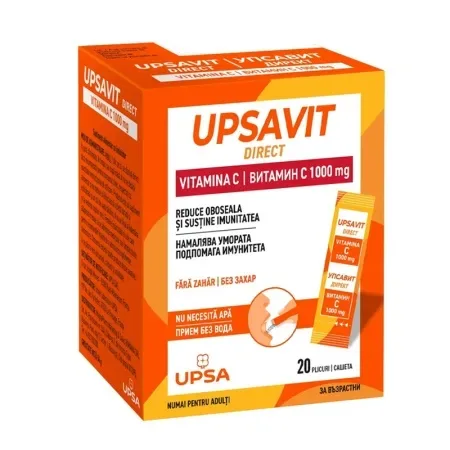 Upsavit Direct Vitamina C 1000mg, 20 plicuri orodispersabile, Upsa — preț și oferte