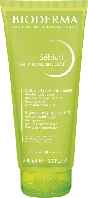 Bioderma Sébium Gel moussant actif gel de curățare pentru ten gras și acnee 200 ml