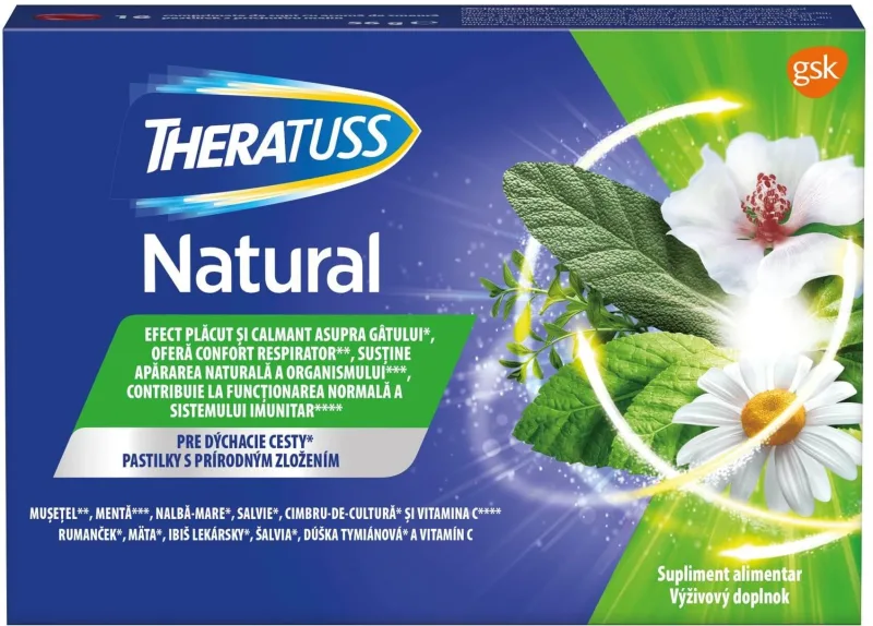 TheraTuss Natural Lozenges pentru gât iritat 16 comprimate — preț și oferte
