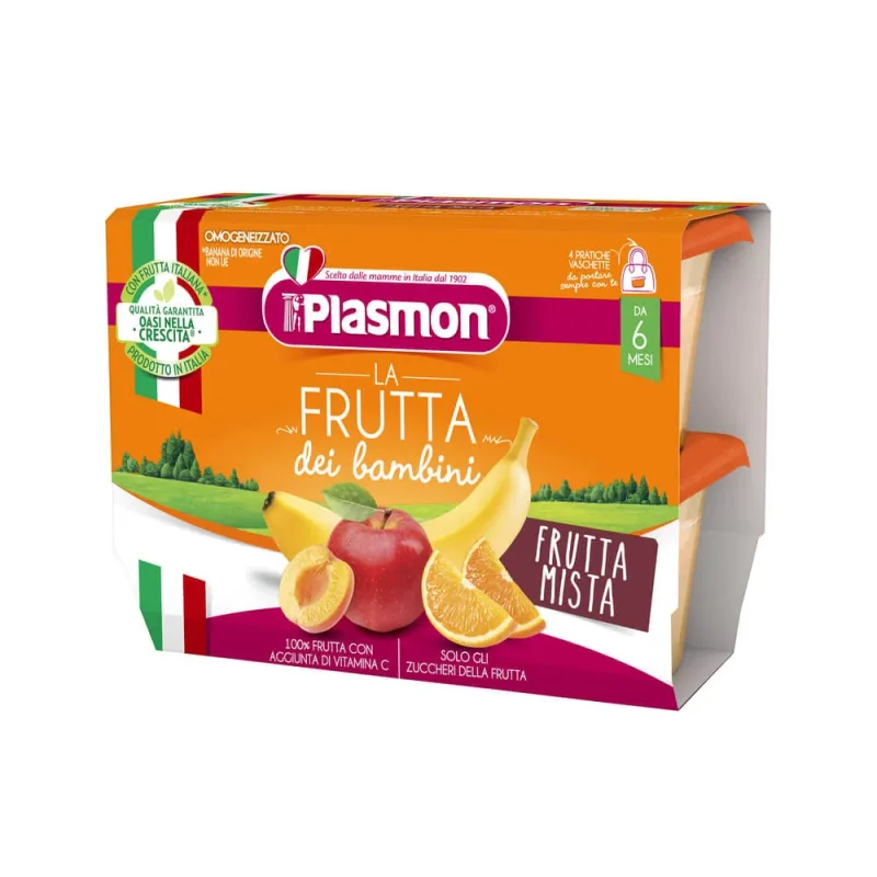 Mix de fructe banane, mar, caisa, portocala, +6 luni, 4 x 100g, Plasmon — preț și oferte