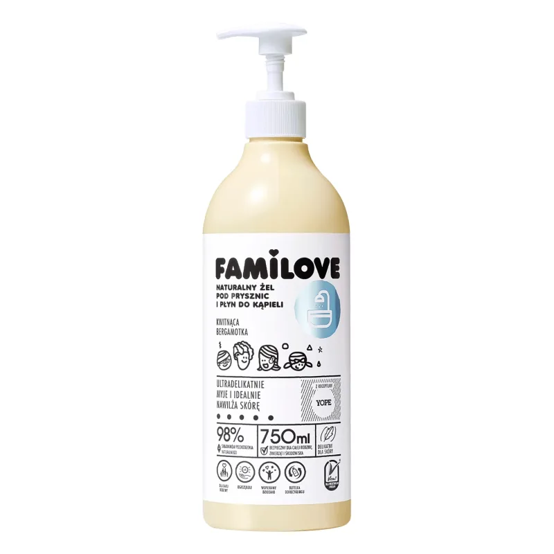 Yope Familove, gel de duș și loțiune de baie, bergamotă înflorită, 750 ml — preț și oferte