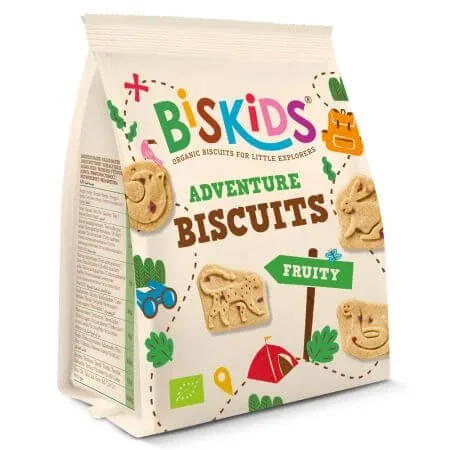 Biscuiti eco cu fructe Aventure Biskids, 100 g, Belkorn — preț și oferte