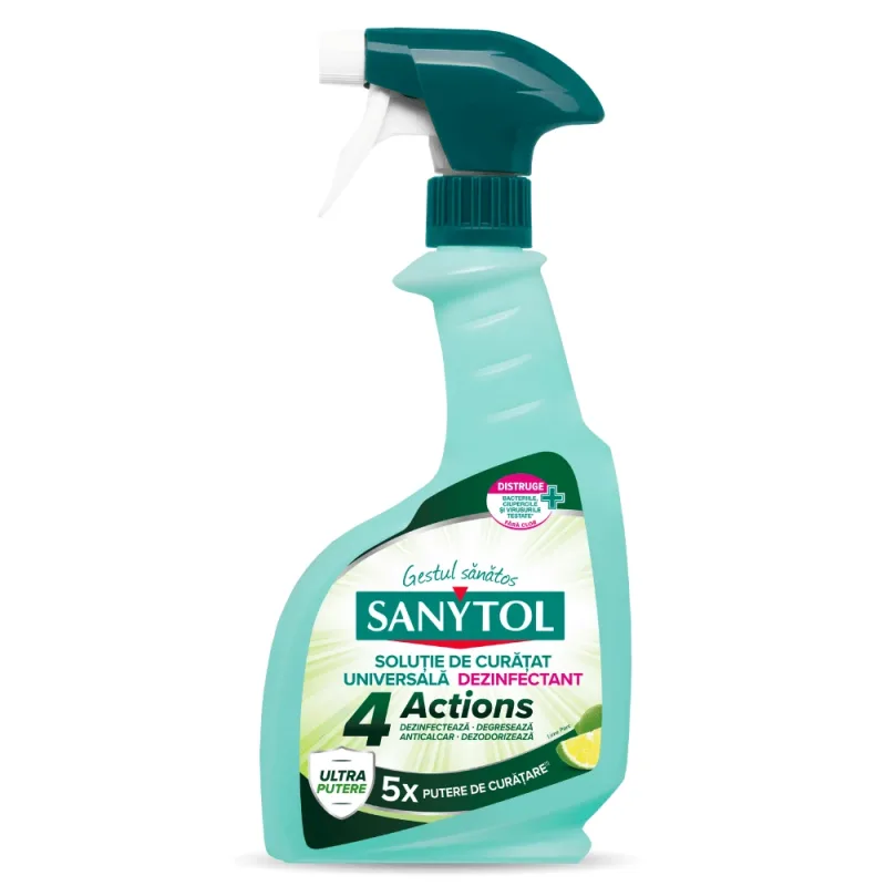 Solutie de curatat universala dezinfectant 4 Actions, Lime, 500 ml, Sanytol — preț și oferte