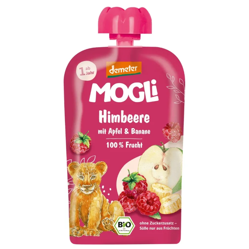 Piure eco, 1 an+, Zmeura, Mere si Banane, 100 g, Mogli — preț și oferte